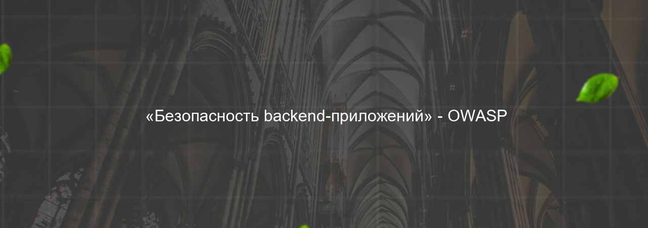  «Безопасность backend-приложений» - OWASP на сайте Evgenev.RU