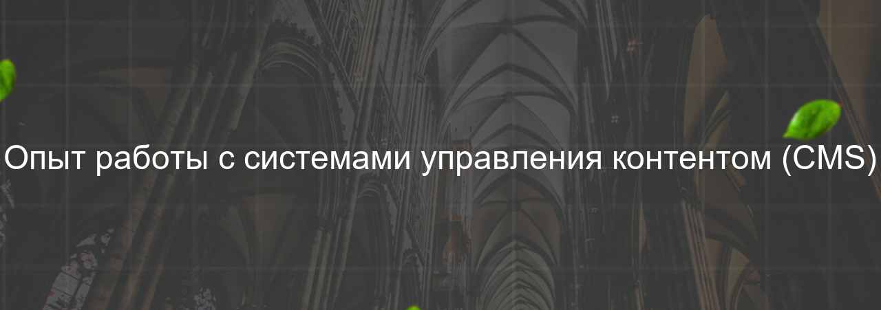 Опыт работы с системами управления контентом (CMS) на сайте Evgenev.RU