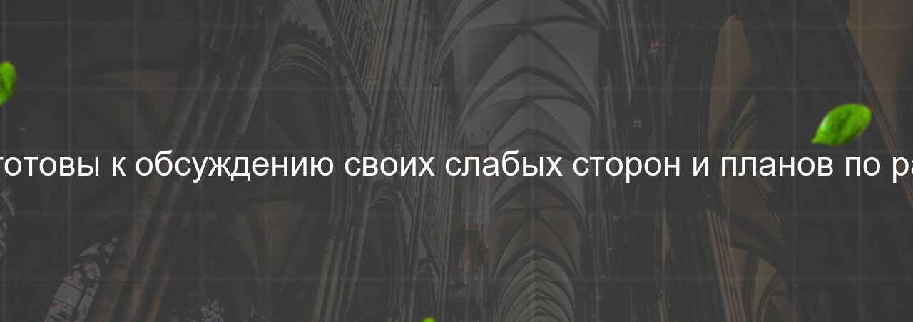 Будьте готовы к обсуждению своих слабых сторон и планов по развитию на сайте Evgenev.RU