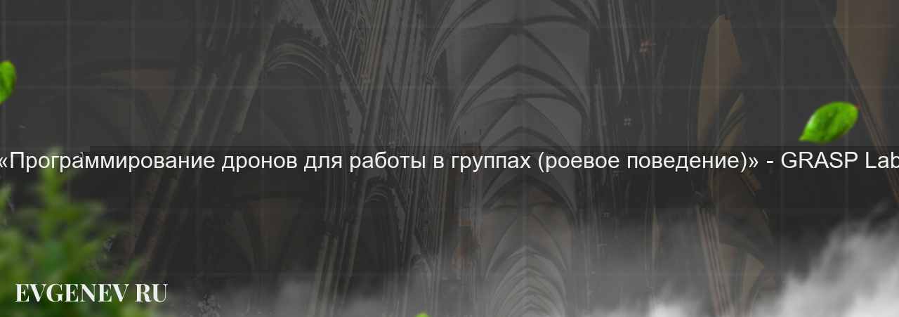 «Программирование дронов для работы в группах (роевое поведение)» - GRASP Lab на сайте Evgenev.RU