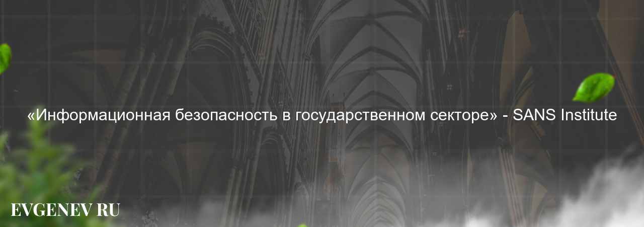 «Информационная безопасность в государственном секторе» - SANS Institute на сайте Evgenev.RU