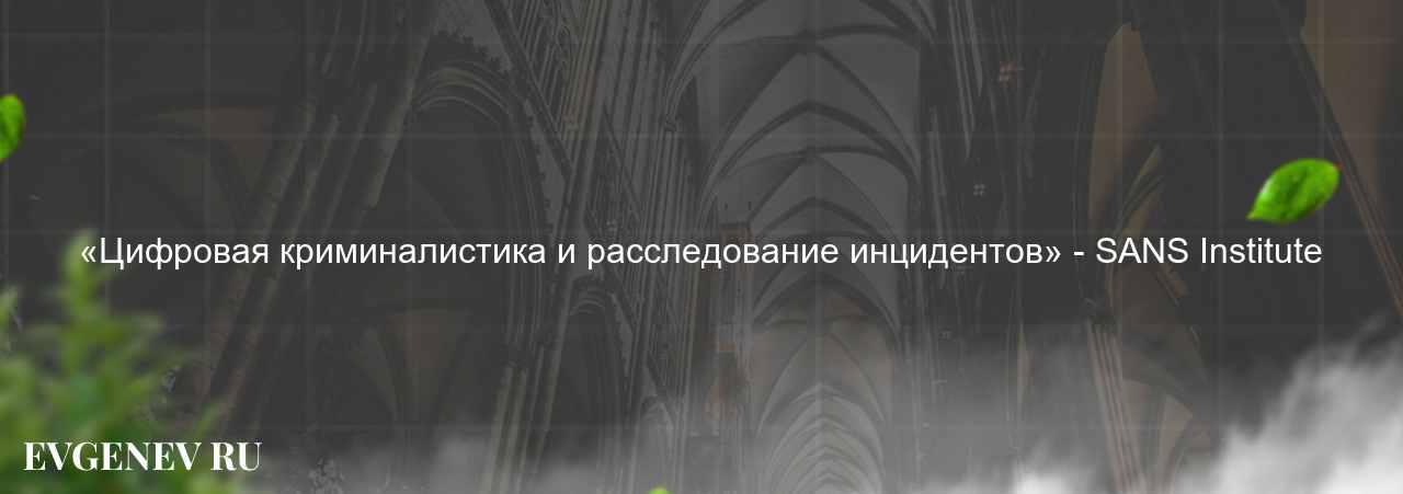 «Цифровая криминалистика и расследование инцидентов» - SANS Institute на сайте Evgenev.RU